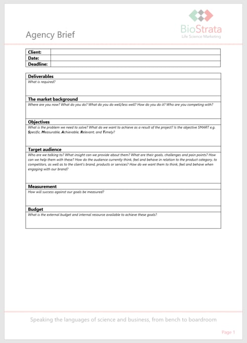 Get your agency brief template